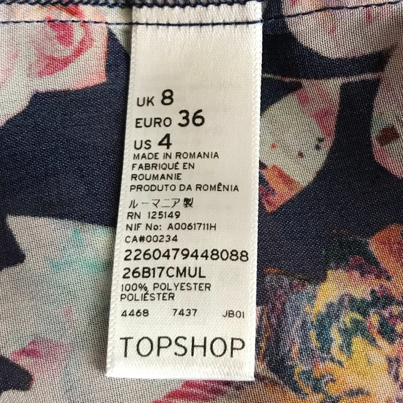 TOPSHOP PETITE Floral Fishtail Sheer Blouse Size 4 - Picture 4 of 4
